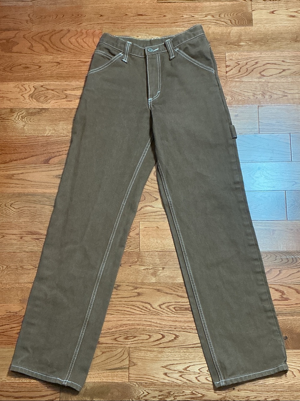 Brandy Melville John Galt Brown Wide Leg Jeans with Contrast Stitching